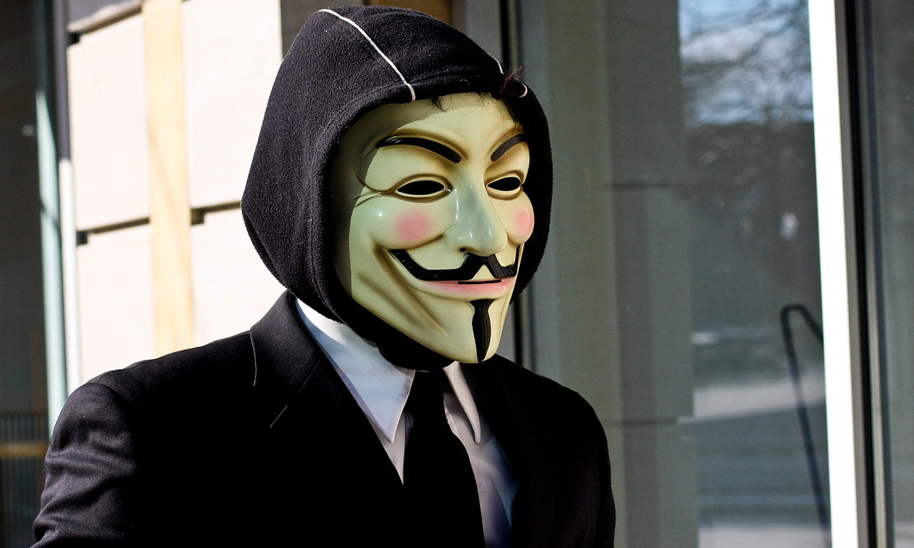 Guy Fawkes mask at a Chanology protest